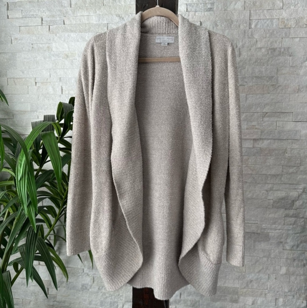 BAREFOOT DREAMS “The Cozy Chic Lite Circle Cardigan” Tan Taupe Size M
